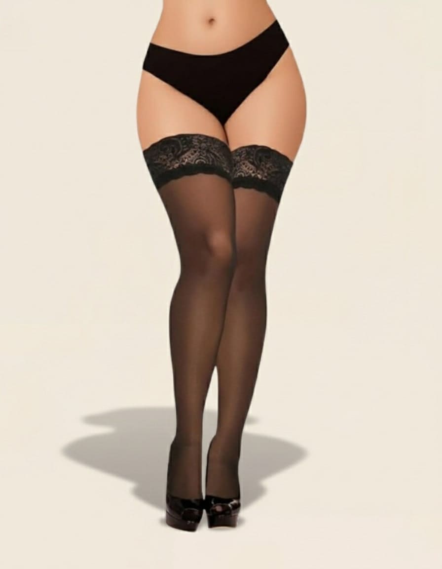 Bas autofixants dentelle velours – Élégance & Séduction - Jardin Intime