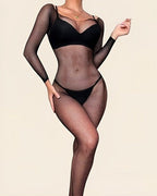 Catsuit Résille Transparente “Vera” – Noir - Jardin Intime