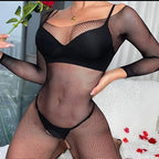 Catsuit Résille Transparente “Vera” – Noir - Jardin Intime