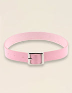 Collier rose Pure Line en cuir, design minimaliste avec boucle argentée – Jardin Intime