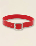 Collier rouge Pure Line en cuir, design minimaliste avec boucle argentée – Jardin Intime