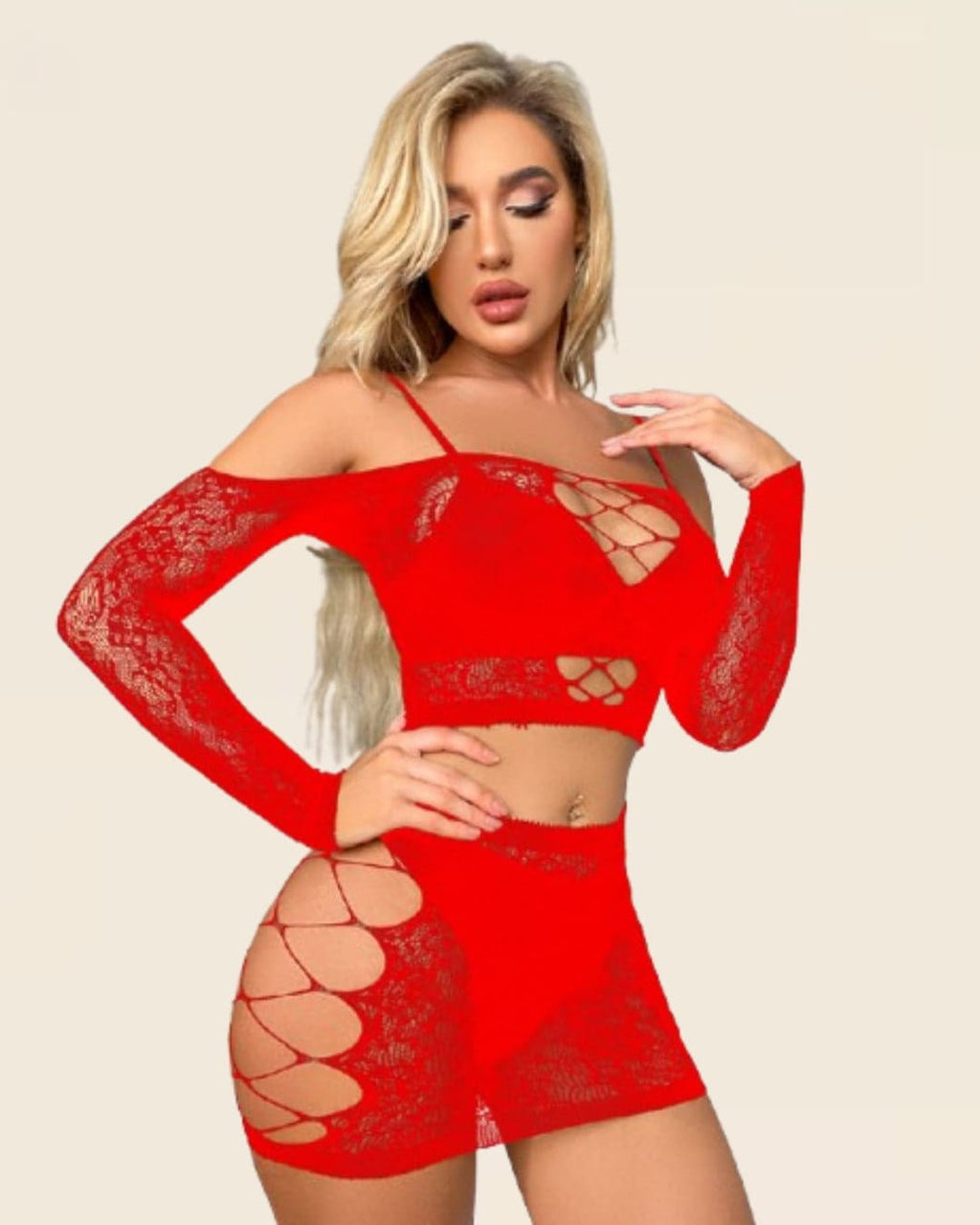 Ensemble Lingerie 2 Pièces Dentelle Noire – Top Ajouré & Jupe Découpée - Jardin Intime