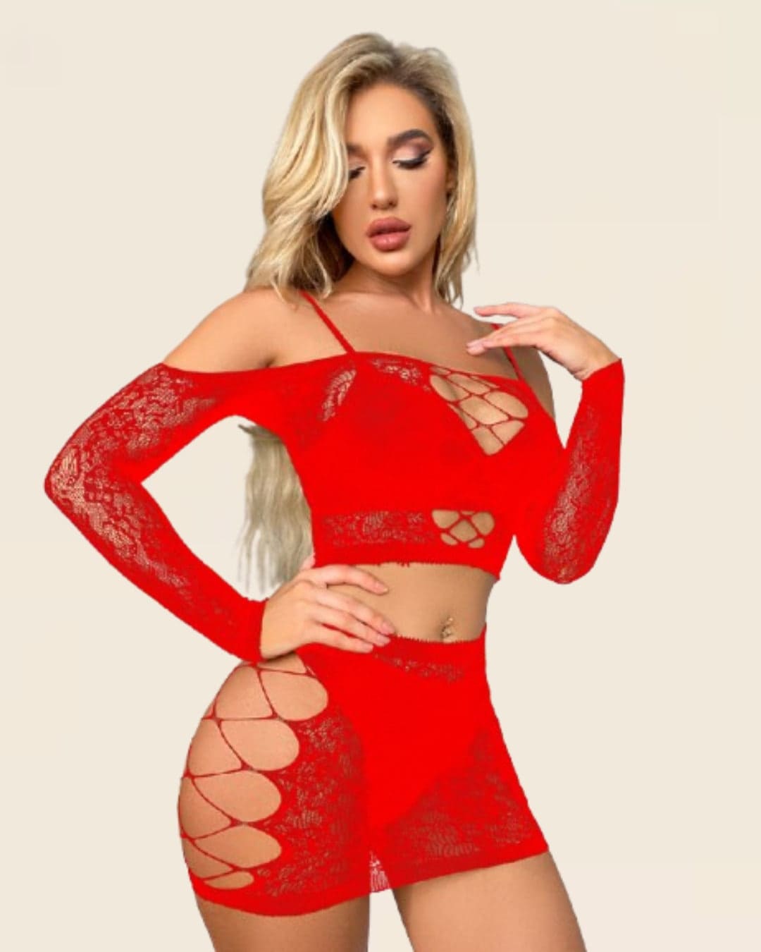 Ensemble Lingerie 2 Pièces Dentelle Noire – Top Ajouré & Jupe Découpée - Jardin Intime