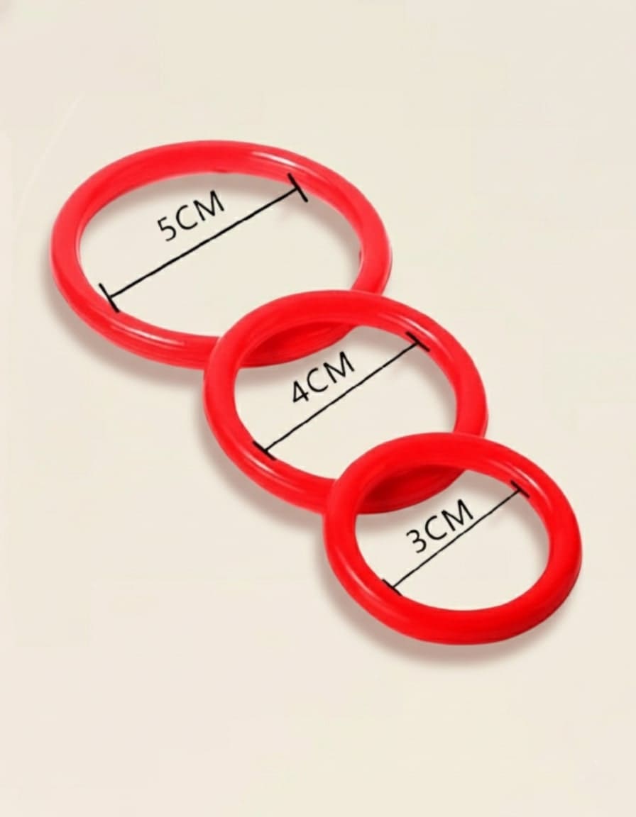 Cock rings rouges en trois tailles – accessoire intime pour intensifier les sensations