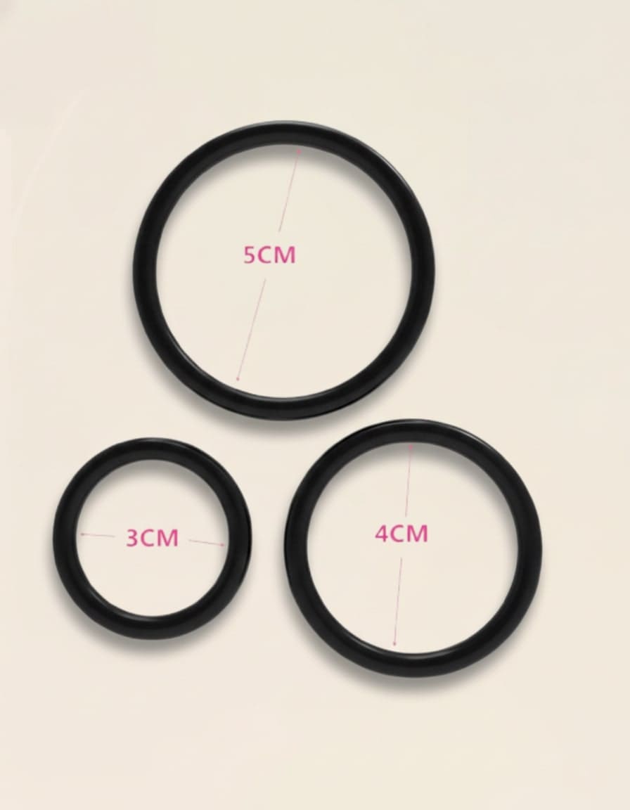 Anneaux pénien noirs de 3 cm, 4 cm et 5 cm – guide des tailles pour usage intime