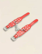 menottes rouges ajustables avec rivets métal pour attache douce