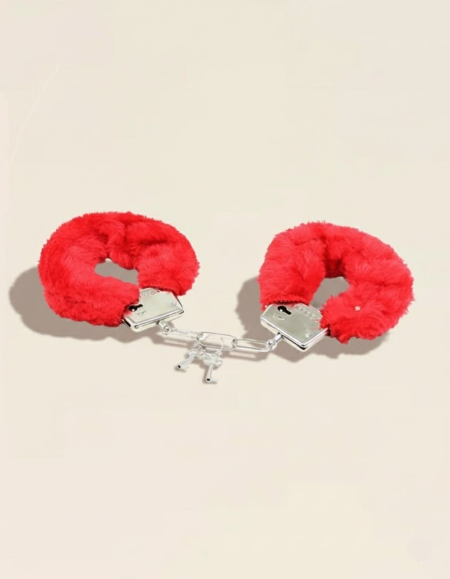menottes rouges douces à fourrure pour attache confortable