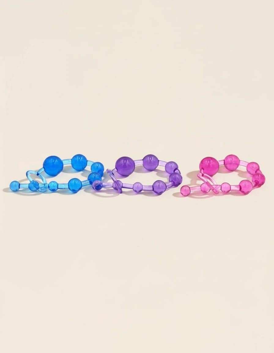 Perles anales Satin Touch bleu, rose et violet – Accessoires souples pour initiation, Jardin Intime
