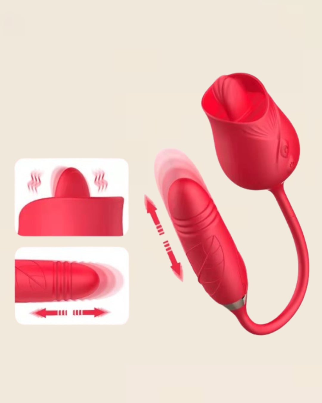 Rose Rouge Duo Sensation™ – Licking & Vibration 2 - en - 1 - Jardin Intime