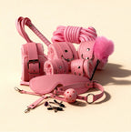 Kit BDSM rose Secret Lovers avec menottes, corde, masque et accessoires – Jardin Intime